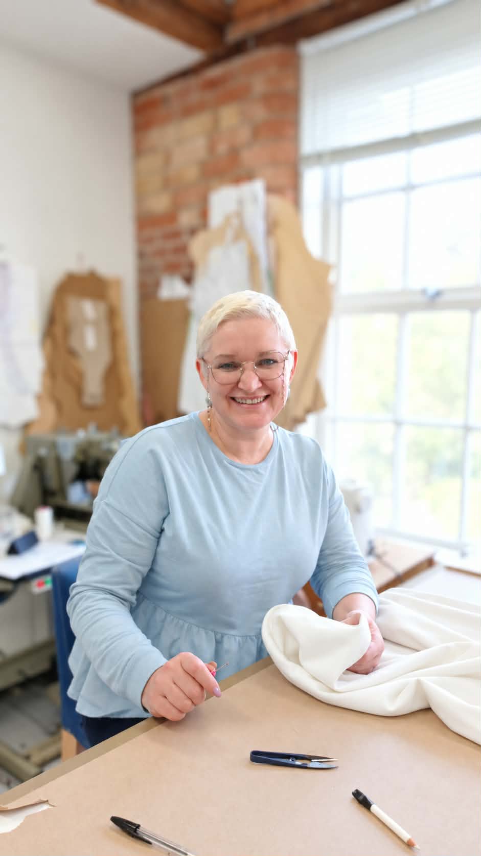 Dressmaker working in the studio