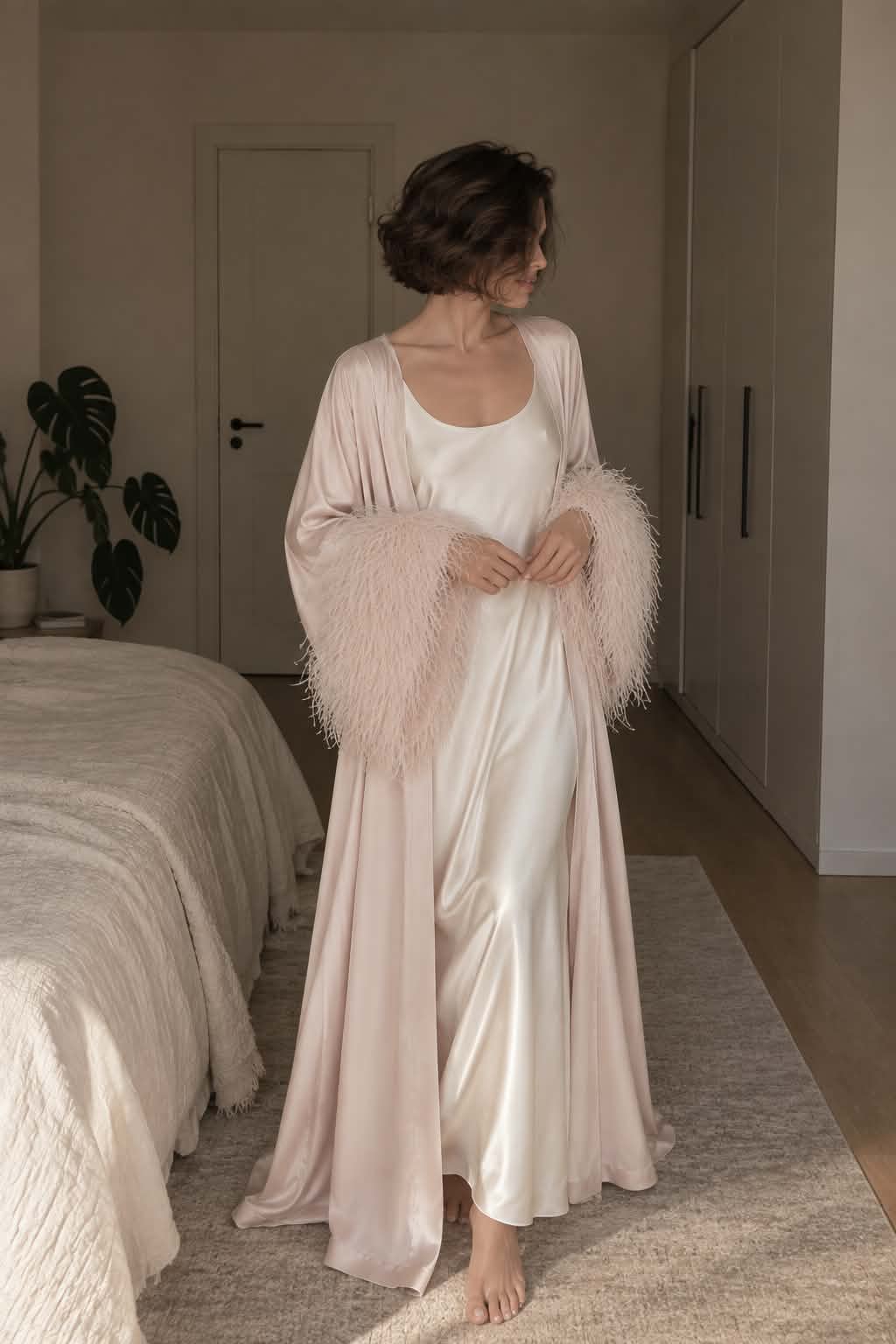 Bridal robe and soft atelier detail