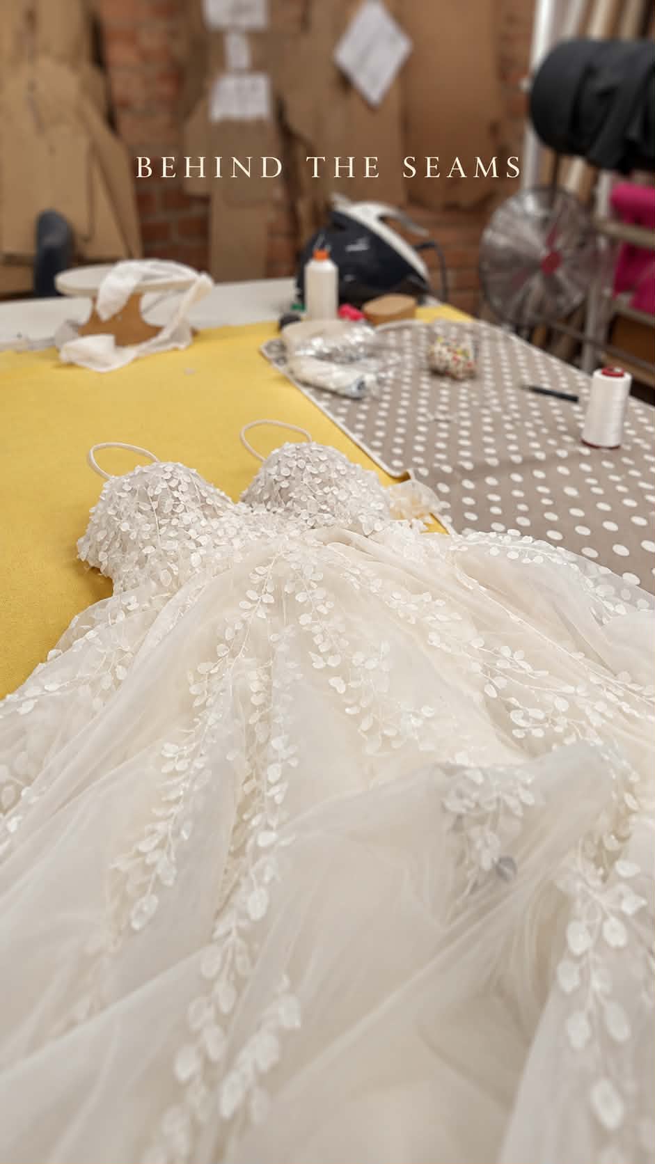 Bridal hand finishing behind the seams
